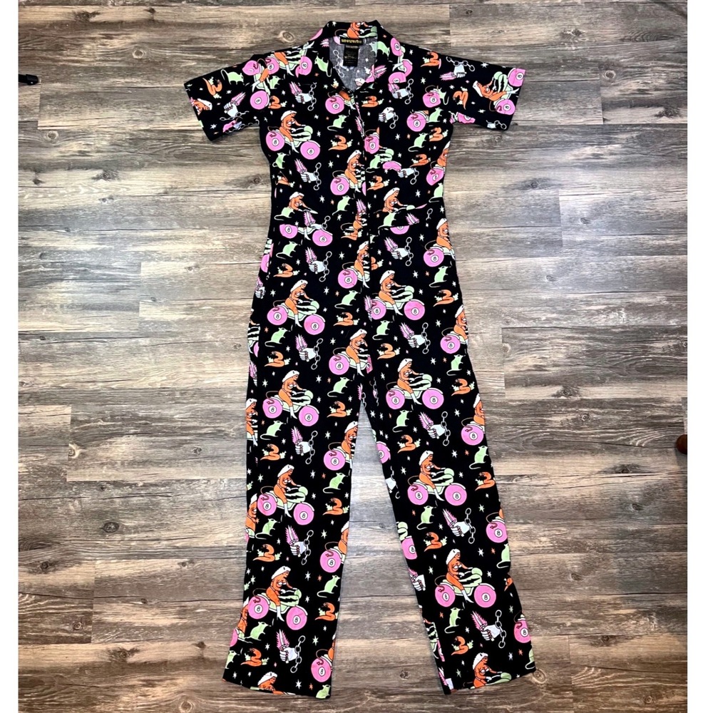 Nooworks Frida Mean Machine Jumpsuit XS Retro Tattoo Pinup Flare One Piece
